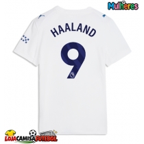 Camisa de Futebol Manchester City Erling Haaland #9 Equipamento Alternativo Mulheres 2026-27 Manga Curta